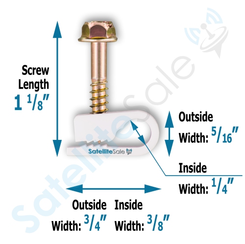 SatelliteSale Single Screw White Clips for Ethernet Internet Telephone Cable TV Wire Cable Management 100 Pcs