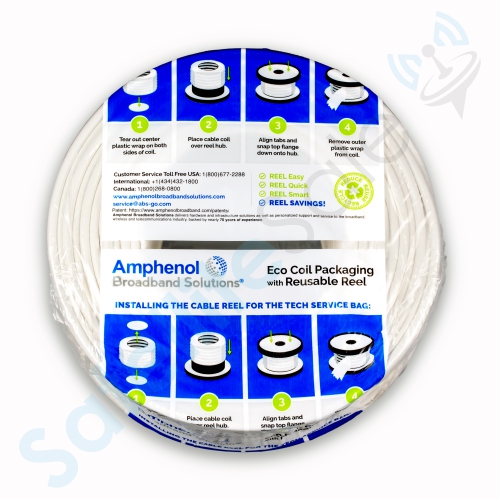 SatelliteSale Kit of Amphenol’s Innovative and Sustainable Tech Service Bag Reel and 500' White and Black Cables