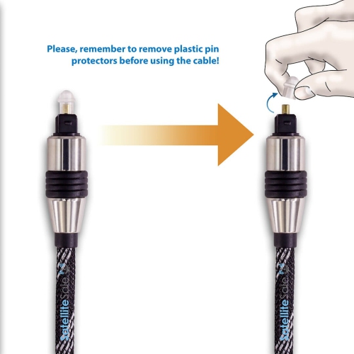 SatelliteSale Digital Toslink SPDIF Audio Optical Fiber Cable Universal Wire Nylon Black/Silver Cord