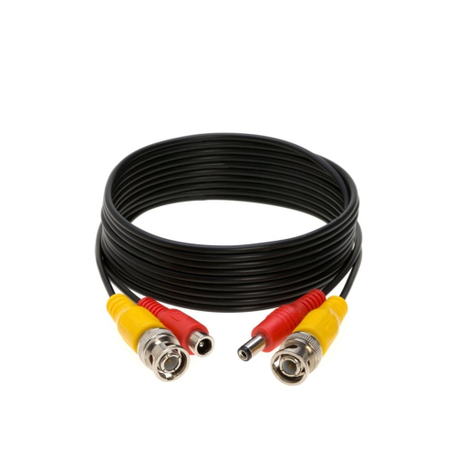 SatelliteSale CCTV Security Camera BNC Cable Siamese Pre-Made 2-in-1 Video and Power Universal Wire PVC Black Cord 100 feet