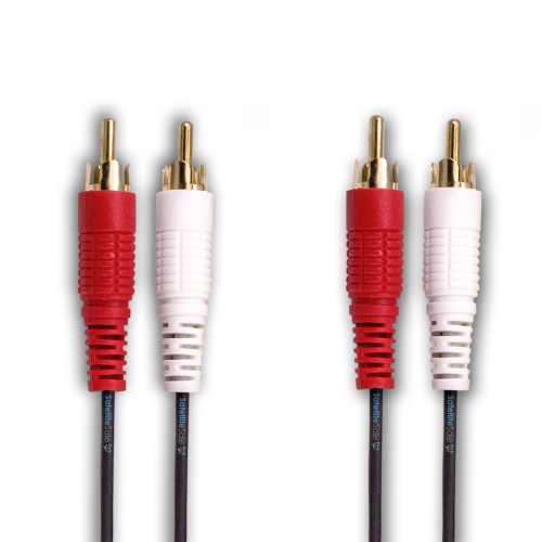 SatelliteSale 2 Male to 2 Male RCA Audio Stereo Composite Cable Universal Wire PVC Black Cord