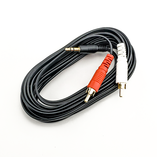SatelliteSale Auxiliary 3.5mm Audio Jack to 2 RCA Digital Stereo Composite Aux Cable Universal Wire PVC Black Cord
