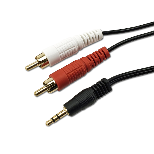 SatelliteSale Auxiliary 3.5mm Audio Jack to 2 RCA Digital Stereo Composite Aux Cable Universal Wire PVC Black Cord