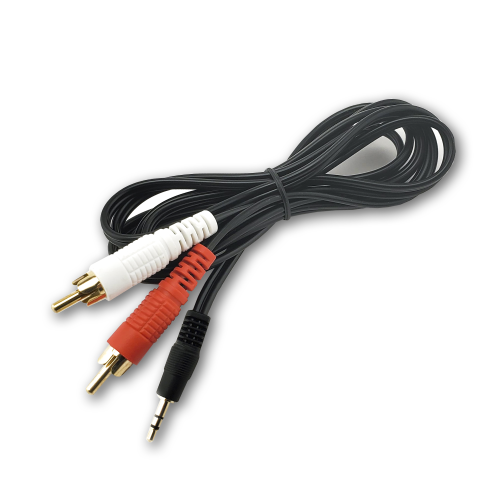 SatelliteSale Auxiliary 3.5mm Audio Jack to 2 RCA Digital Stereo Composite Aux Cable Universal Wire PVC Black Cord