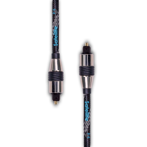 SatelliteSale Digital Toslink SPDIF Audio Optical Fiber Cable Universal Wire Nylon Black/Silver Cord