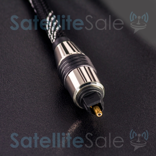 SatelliteSale Digital Toslink SPDIF Audio Optical Fiber Cable Universal Wire Nylon Black/Silver Cord