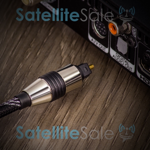 SatelliteSale Digital Toslink SPDIF Audio Optical Fiber Cable Universal Wire Nylon Black/Silver Cord