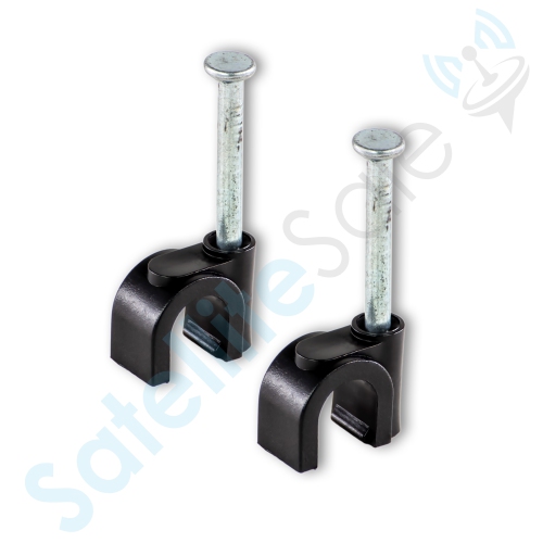SatelliteSale Single Nail Black Round Clips for Ethernet Coaxial Telephone Cable TV Wire Cable Management 100 Pcs