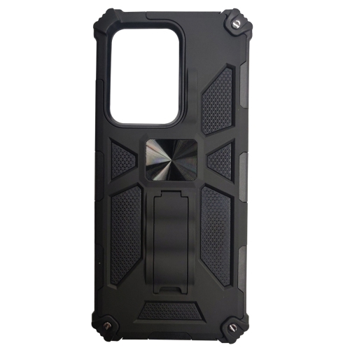 2-in-1 Armor Style Kickstand Case With Metal Ring For Samsung Galaxy S20 Ultra - Black