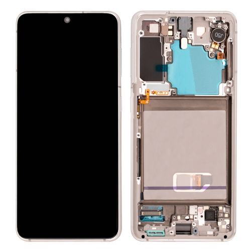 Remis à neuf - assemblage du numériseur à écran tactile DELO + cadre pour Galaxy S21 5G de Samsung (SM-G991&nbsp;W) - Blanc fantôme