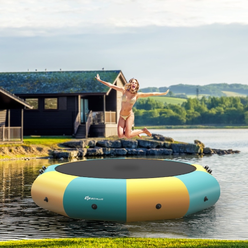 Goplus 12FT Inflatable Water Bouncer Splash Padded Water Trampoline