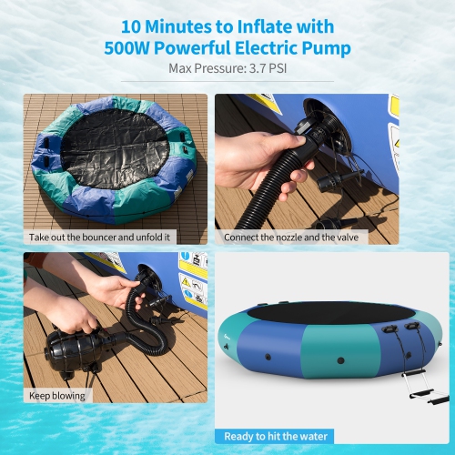 Goplus 15FT Inflatable Water Bouncer Splash Padded Water Trampoline