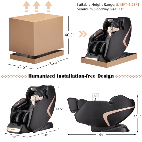 Costway 3D SL-Track Full Body Zero Gravity Massage Chair Recliner Thai Stretch