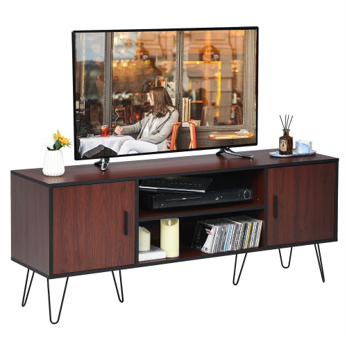 COSTWAY  59" Tv Stand Entertainment Center Media Console Storage Cabinet Shelf