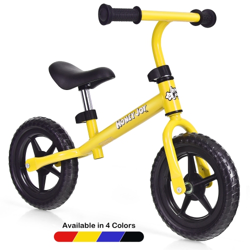 HoneyJoy Kids Balance Bike No Pedal Training Bicycle w/Adjustable Handlebar & Seat Yellow\Black\Blue\Red