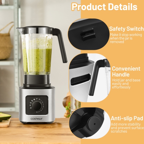 Costway 1500W 5-Speed Countertop Smoothie Blender w/ 5 Presets & 68oz Tritan Jar