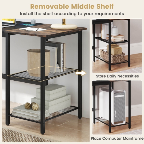 Costway 59" Home Office Computer Desk Study Laptop Table Detachable Shelf