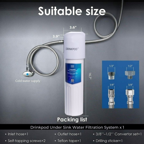 Drinkpod 20,000 Gallon Capacity Under Sink Water Filter System