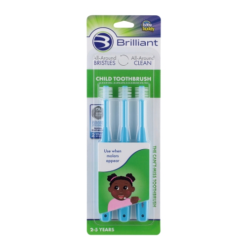 Brosse à dents brillante pour enfants Baby Buddy, 2-5 ans, tête ronde, soies nettoyant la bouche tout autour