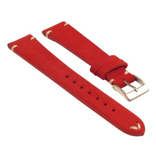 StrapsCo Hand Stitched Suede Watch Band w/ Leather Backing for Fitbit Charge 5 - Standard - Red