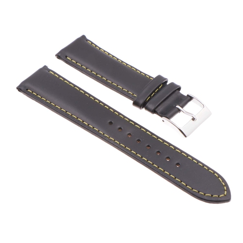 StrapsCo Classic Lightly Padded Leather Watch Band Strap for Fitbit Charge 5 - Standard - Black & Yellow