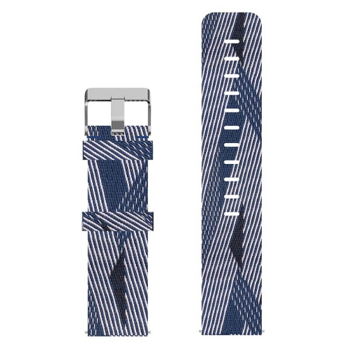 StrapsCo Trendy Patterned Nylon Canvas Watch Band Strap for Fitbit Charge 5 - Blue & White Stripe