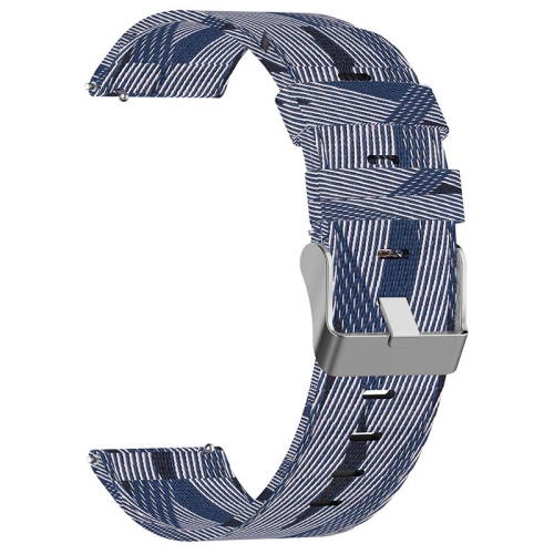 StrapsCo Trendy Patterned Nylon Canvas Watch Band Strap for Fitbit Charge 5 - Blue & White Stripe