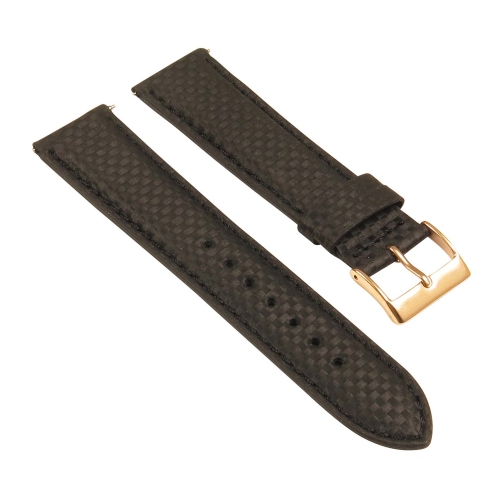 StrapsCo Carbon Fiber Embossed Padded Leather Watch Band for Fitbit Charge 5 - Black