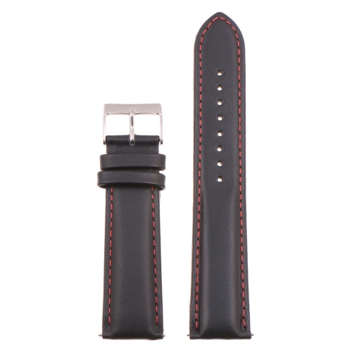 StrapsCo Classic Lightly Padded Leather Watch Band Strap for Fitbit Charge 5 - Standard - Black & Red
