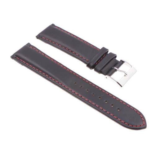 StrapsCo Classic Lightly Padded Leather Watch Band Strap for Fitbit Charge 5 - Standard - Black & Red