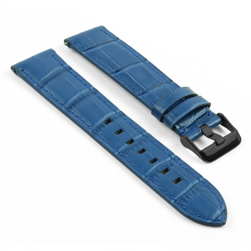 DASSARI 20mm Premium Croc Embossed Italian Leather Backed Smart Watch Strap Band - Blue