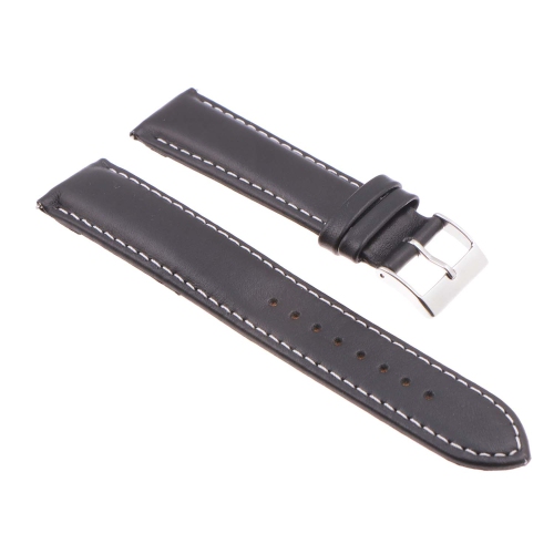StrapsCo Classic Lightly Padded Leather Watch Band Strap for Fitbit Charge 5 - Standard - Black & White