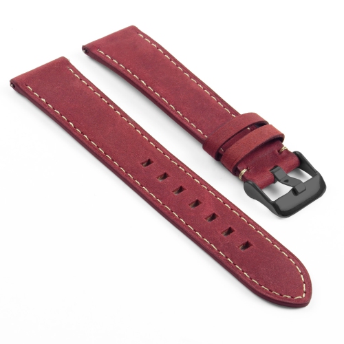 DASSARI 22mm Premium Vintage Distressed Italian Leather Smart Watch Strap Band - Red