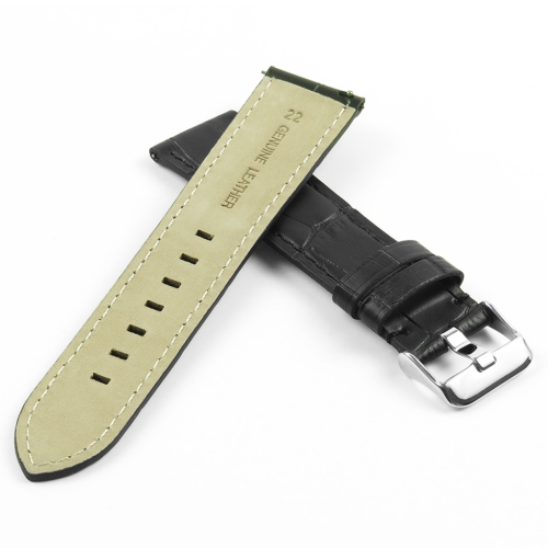 DASSARI 20mm Premium Croc Embossed Italian Leather Backed Smart Watch Strap Band - Black