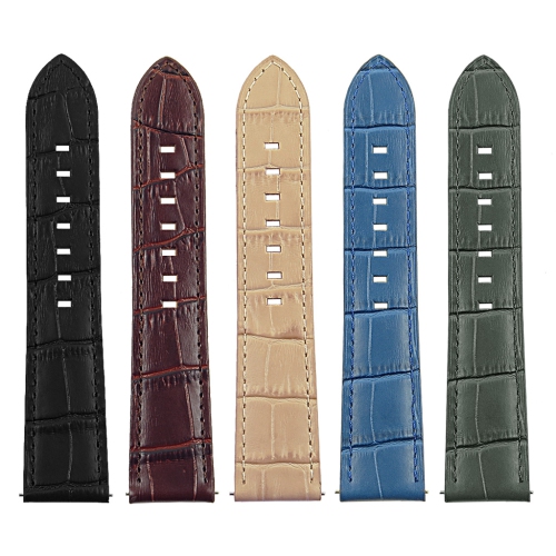 DASSARI 20mm Premium Croc Embossed Italian Leather Backed Smart Watch Strap Band - Black