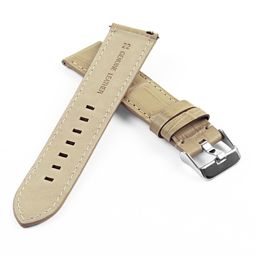 DASSARI 22mm Premium Croc Embossed Italian Leather Backed Smart Watch Strap Band - Tan