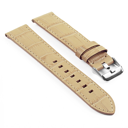 DASSARI 20mm Premium Croc Embossed Italian Leather Backed Smart Watch Strap Band - Tan