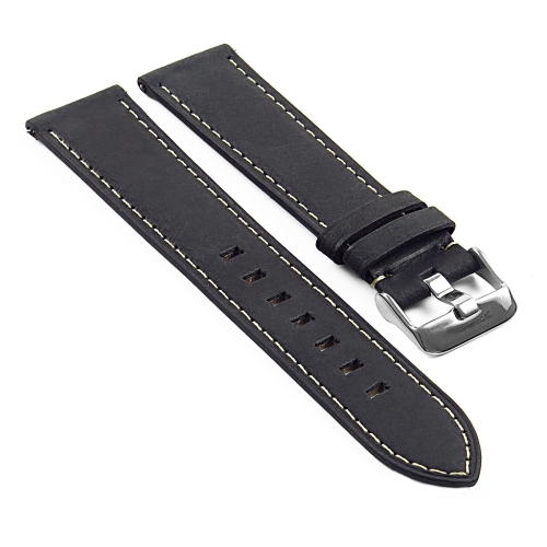 DASSARI 20mm Premium Vintage Distressed Italian Leather Smart Watch Strap Band - Black