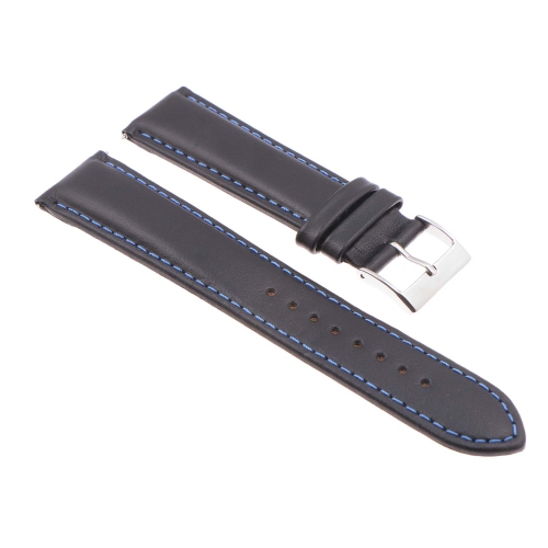 StrapsCo Classic Lightly Padded Leather Watch Band Strap for Fitbit Charge 5 - Standard - Black & Blue