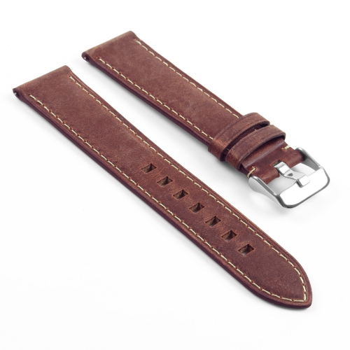 DASSARI 22mm Premium Vintage Distressed Italian Leather Smart Watch Strap Band - Rust