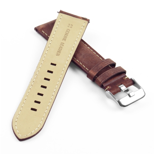 DASSARI 22mm Premium Vintage Distressed Italian Leather Smart Watch Strap Band - Rust
