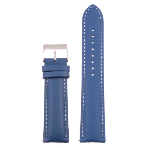 StrapsCo Classic Lightly Padded Leather Watch Band Strap for Fitbit Charge 5 - Standard - Blue & White