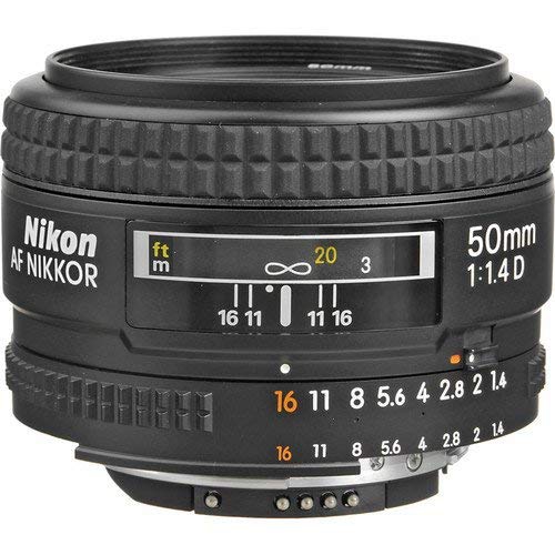 Nikon AF FX NIKKOR 50mm f/1.4D Fixed Zoom Lens with Auto Focus for Nikon DSLR Cameras International Version (No Warranty