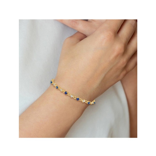 Bracelet en or jaune 14 ct avec saphir bleu naturel de 1.65 ct avec diamants
