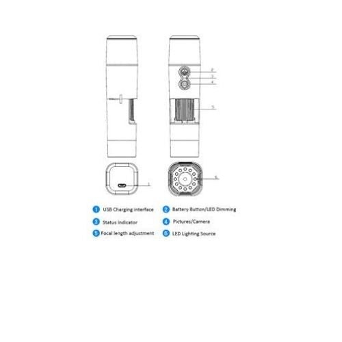 Loupe de microscope numérique sans fil Wi-Fi 500 x iOS avec Android