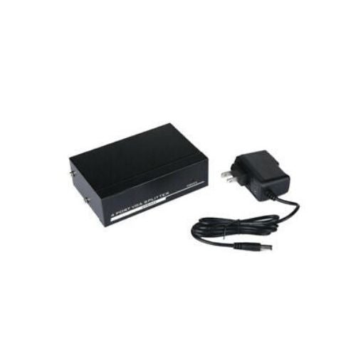 250Mhz 1 PC To 4 Port VGA Video Monitor Splitter Box With Power Adapter Mirror