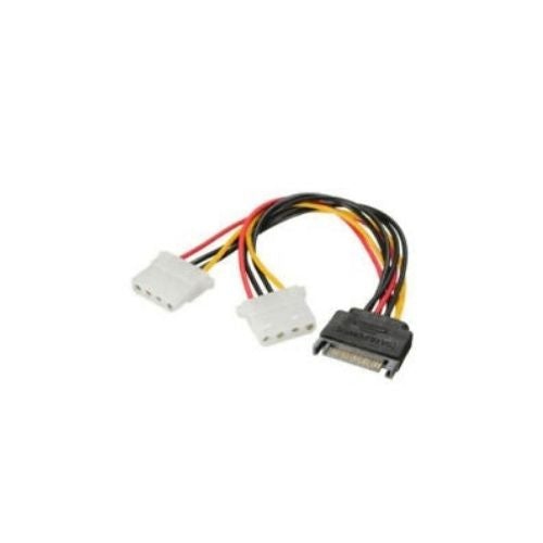 8 inch SATA 15 Pin to 2 Molex 4 Pin Dual Power Adapter Y Splitter Cable Cord M/F