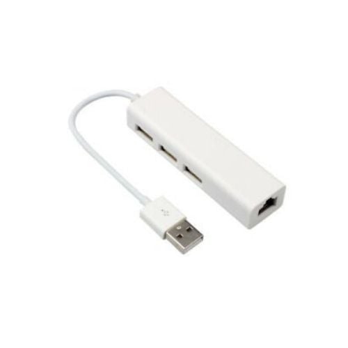 Concentrateur USB à 2.0 3 ports, adaptateur réseau local Ethernet RJ45