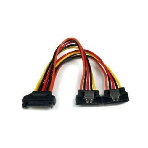 20cm SATA 15-Pin Male to 2 x 15P Female 90 Degree Y Splitter Adapter Power Cable