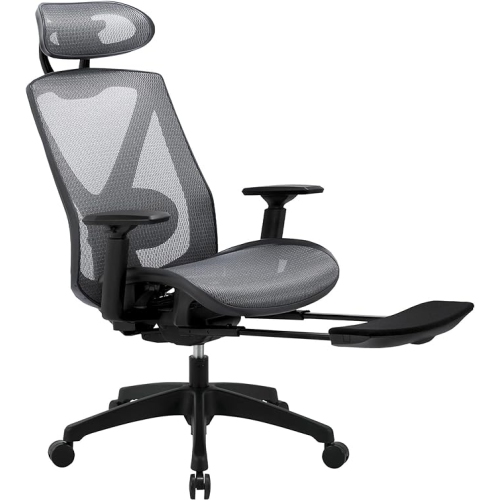 Ergonomic Office Chair with Suspension Mesh Seat and Retractable Footrest Computer Chair with Neck Lumbar Support and Supports up to 275 lbs